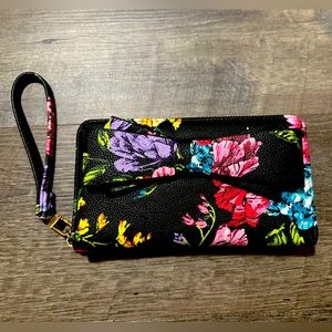 Betsey Johnson Floral Wallet with Bow and Wrist Strap